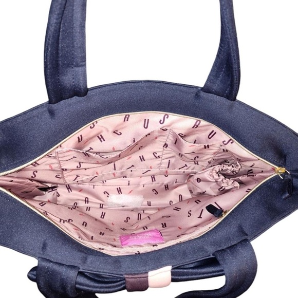 NEW ~ Stella & Dot Crush It Bow Tote in navy blue with Bow Accent Zip closure - Picture 10 of 12